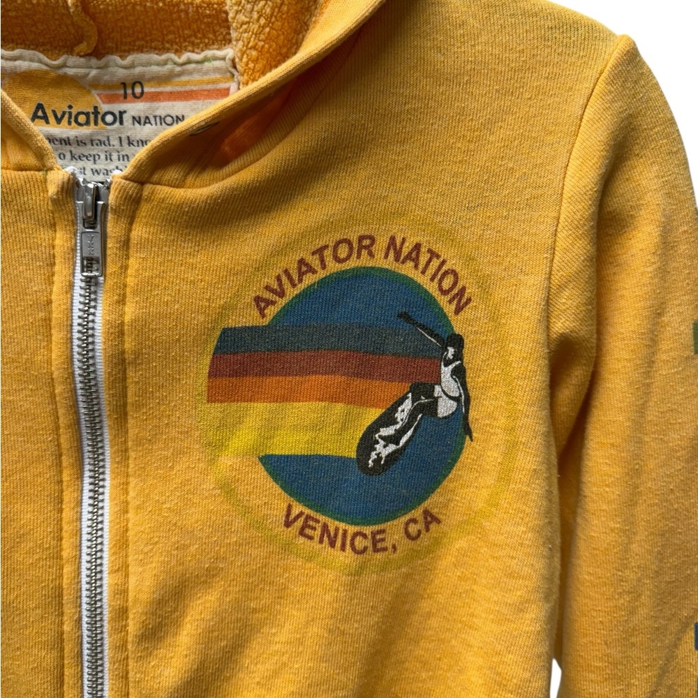 Aviator Nation Kids Yellow Vintage Surf Zip Hoodie